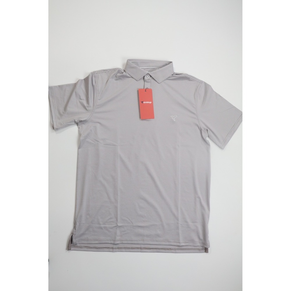 Birddogs Performance Polo Gray Stripes Large Gray Golf Athletic Shirt